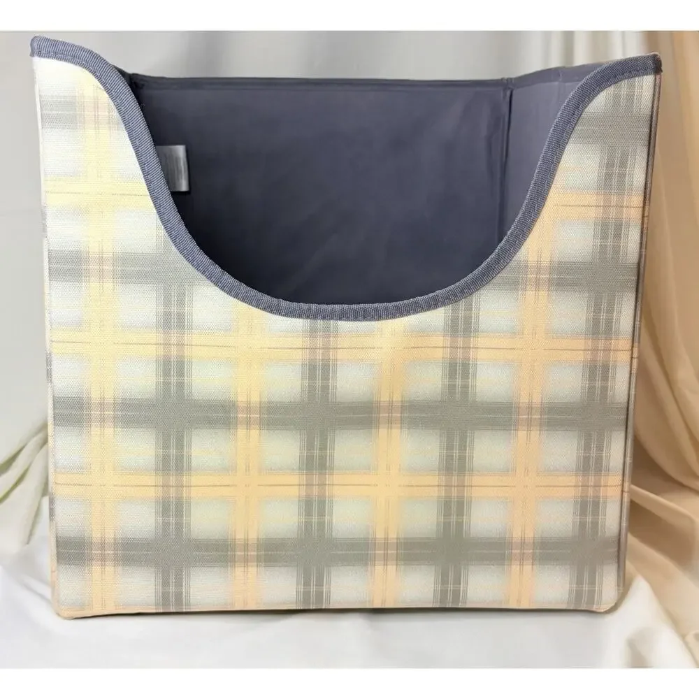 Thirty-One Gifts Your Way Easy Grab Bin Pink Crosshatch Plaid Storage Tote